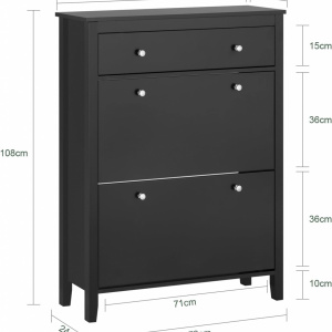 PANN3- Pantofar 80 cm foarte ingust, 2 compartimente si sertar, pantofare, depozitare pantofi, mobilier hol - Negru - Img 8