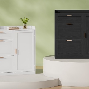 Pantofar Alb sau Negru, 100 cm, pantofare, depozitare pantofi cu 2 Compartimente, Sertar si Dulapior, mobilier hol - PANA41 - Img 3