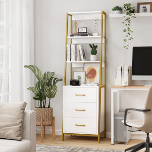RAAU204 - Raft, 51 cm pentru birou, hol, living, baie - Alb - Auriu