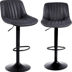 SCB6 - Set 2x Scaune Bar Negre / Gri / Maro - Imitatie de piele - Img 6