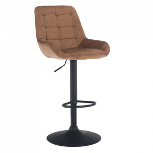 SCN602 - Scaun tapitat catifelat pentru bar, lounge, inaltime reglabila - Maro