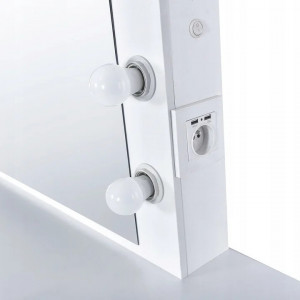 SEA93 - Set Masa Alba toaleta cu riflaj, 120 cm, cosmetica, masuta machiaj, oglinda cu LED cu sau fara Priza, cu sau fara scaun - Img 7