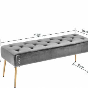 BAG213 - Bancuta, 113 cm, Divan, Canapea, fotoliu, sofa, bancheta, bancuta, banca living, dormitor, hol - Gri - Auriu - Img 5