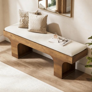 BAM1 - Bancuță hol tapițată, 140 cm, bancă dormitor, banchetă - Maro - Img 8