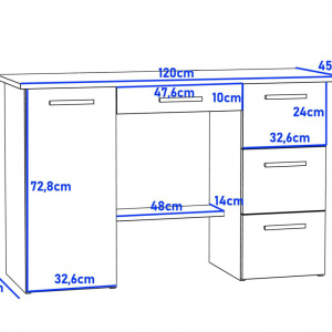 BIM511 - Birou 120 cm, masa de calculator cu 4 sertare si 1 dulap, office - culoarea Stejar - Img 2