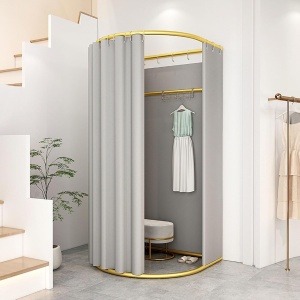 CABP1 - Cabina de Proba Portabila, 100 x 95 cm, independenta - Aurie cu perdea Neagra sau Gri