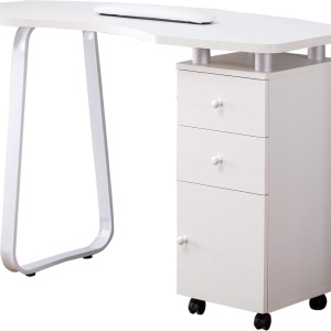 MANIA204 - Masuta manichiura, 118 cm, cu pernita, masa cosmetica - Alba - Img 9