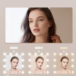 Masuta machiaj cu Oglinda LED si 10 Sertare pentru Cosmetice, Set Masa toaleta 150 cm, Alb, masuta cosmetica cu Priza si USB, vanity cu Suport Uscator de Par si Dulapior Bijuterii - SEA10 - Img 9