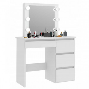 Masuta machiaj cu Oglinda LED si 4 Sertare pentru Cosmetice, Alb, masuta cosmetica, vanity - SEA512 - Img 5