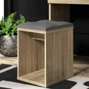 Masuta machiaj cu Oglinda LED si 4 Sertare pentru Cosmetice, Set Masa toaleta 120 cm, Stejar, masuta cosmetica, vanity - SEM518 - Img 2
