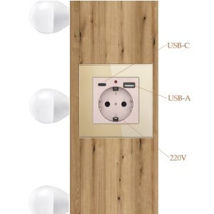 Masuta machiaj cu Oglinda LED si 4 Sertare pentru Cosmetice, Set Masa toaleta 120 cm, Stejar, masuta cosmetica, vanity - SEM518 - Img 7