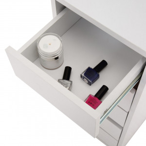 Masuta machiaj cu Oglinda LED si 5 Sertare pentru Cosmetice, Alb, masuta cosmetica, vanity - SEA255 - Img 6