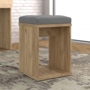 Masuta machiaj cu Oglinda LED si 5 Sertare pentru Cosmetice, Set Masa toaleta 130 cm, Stejar, masuta cosmetica, vanity - SEM512 - Img 8