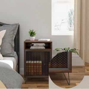 NOM209 - Set 2 Noptiere maro, 40 cm, cu 1 dulap pentru dormitor