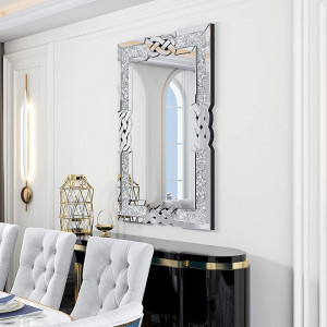 OGG19 - Oglinda 100 sau 120 cm, pentru perete, ornamentala dormitor, living - Argintie - Img 4