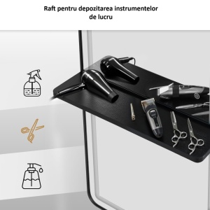 OGPR202 - Oglinda 65 x 177 cm, pentru perete, salon, coafor - Auriu / Alb / Negru - Img 7