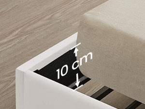PAA2 - Pat tapitat, 140 / 160 x 200 cm cu USB, USB-C, LED, si Raft - Alb Piele Ecologica - Img 8