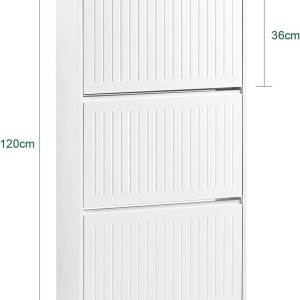PANG9 - Pantofar 61 cm foarte ingust, 3 compartimente, pantofare, depozitare pantofi, mobilier hol - Gri / Alb / Negru - Img 8