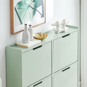 PANV2 - Pantofar 100 cm foarte ingust, 4 compartimente, pantofare, depozitare pantofi, mobilier hol - Verde - Img 2