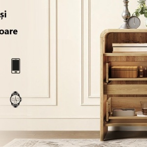 Set 2x Noptiere 55 x 40 x 60 cm, cu 2 sertare si raft, dormitor, Noptiere moderne cu Riflaj - NOM1 - Img 12