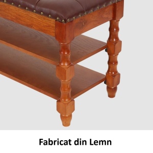 BAM17 - Bancuta hol, 100 cm, banca dormitor, bancheta lemn vopsit cu spatiu depozitare - Maro - Img 4
