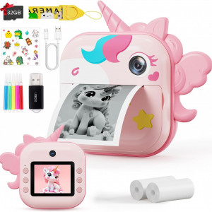 CADC101 - Aparat Foto Instant Monocrom, Jucarii copii, Cadou pentru Craciun - Unicorn