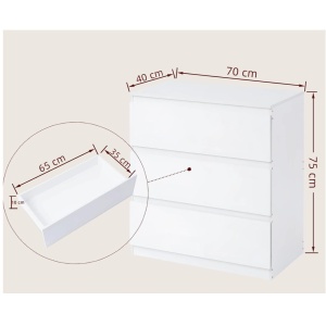 COA29 - Comoda, 70 cm, dulap living, dormitor sau hol cu 3 / 4 / 5 sertare - Alb - Img 4