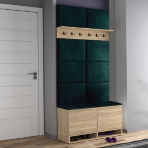 CUI507 - Cuier 100x37x213 cm - 6 agatatori haine, hol, pantofar - Sonoma