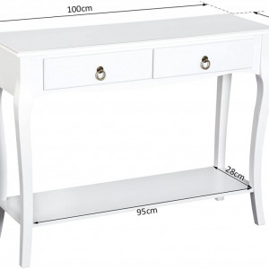 MAA212 - Masa toaleta, 100 cm, consola cosmetica machiaj masuta vanity make-up cu raft pentru hol - Alb - Img 5
