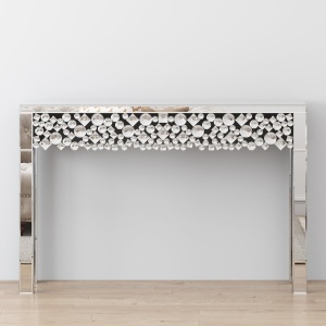 MAOG205 - Masa toaleta oglinda, masuta consola, 120 cm, cosmetica machiaj, vanity birou, Argintiu - Img 2