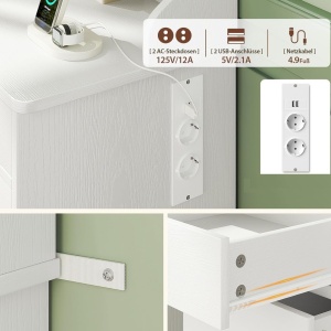 Masuta machiaj cu Oglinda LED si 11 Sertare pentru Cosmetice, Set Masa toaleta 110 cm, Alb, masuta cosmetica, vanity - SEA909 - Img 7