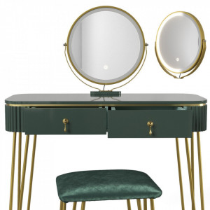 Masuta machiaj cu Oglinda LED si 2 Sertare pentru Cosmetice, Set Masa toaleta 100 cm, masuta cosmetica, vanity - SEV203 - Img 3