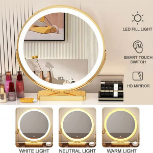 Masuta machiaj cu Oglinda LED si 2 Sertare pentru Cosmetice, Set Masa toaleta 100 cm, Gri, masuta cosmetica, vanity - SEG13 - Img 2