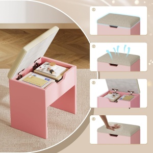 Masuta machiaj cu Oglinda LED si 2 Sertare pentru Cosmetice, Set Masa toaleta 90 cm, Alb / Negru / Roz, masuta cosmetica, vanity - SER203 - Img 7