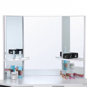 Masuta machiaj cu Oglinda LED si 5 Sertare pentru Cosmetice, Alb, masuta cosmetica, vanity - SEA255 - Img 7