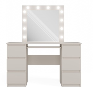 Masuta machiaj cu Oglinda LED si 6 Sertare pentru Cosmetice, Set Masa toaleta 130 cm, masuta cosmetica, vanity - SEC501 - Img 3
