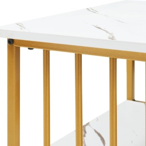 MCAU20 - Masuta de cafea 120 cm, masa pentru living imitatie marmura - Alb - Auriu / Negru - Img 5
