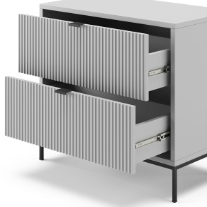 NOG207 - Set 2x Noptiere 66 cm, cu 2 sertare, pentru dormitor - Gri - Negru - Img 3
