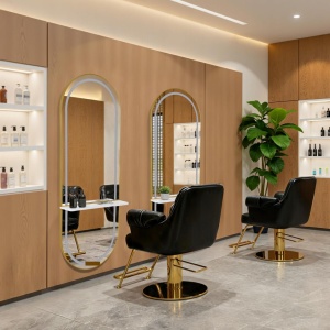 OGPR201 - Oglinda Ovala 65 x 177 cm, pentru perete, salon, coafor - Auriu / Alb / Negru - Img 5