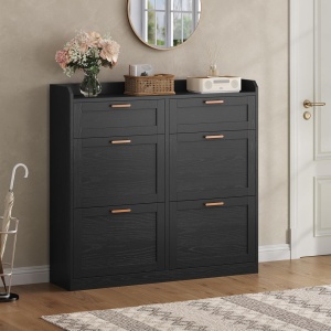 PANA204 - Pantofar 100 cm ingust, 4 compartimente si 2 sertare, pantofare, depozitare pantofi, mobilier hol - Alb - Img 5