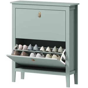 PANA30 - Pantofar 80 cm ingust, 2 compartimente duble, pantofare, depozitare pantofi, mobilier hol - Alb sau Verde - Img 2