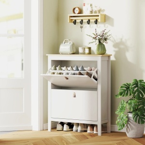 PANA30 - Pantofar 80 cm ingust, 2 compartimente duble, pantofare, depozitare pantofi, mobilier hol - Alb sau Verde - Img 11