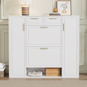 Pantofar Ingust, 120 cm sau 95 cm, pantofare, depozitare pantofi, mobilier hol - Alb - PANA207