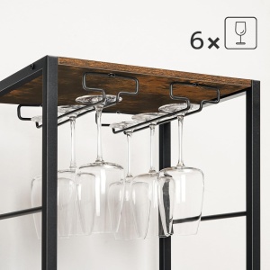 RVI7 - Rafturi Vin, 40 cm, depozitare vin, raft stil industrial, bucatarie, living, dining - Negru - Maro - Img 6