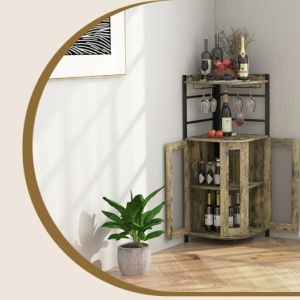 RVI9 - Rafturi Vin, 46 cm, depozitare vin, raft stil industrial, bucatarie, living, dining - Maro - Negru - Img 8
