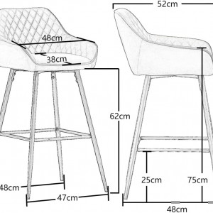 SCB205 - Set 2x Scaune Bar Gri - Piele ecologica - Img 4