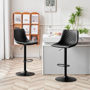 SCB4 - Set 2x Scaune Bar Negre / Gri / Alb - Piele ecologica Pet friendly - Img 5