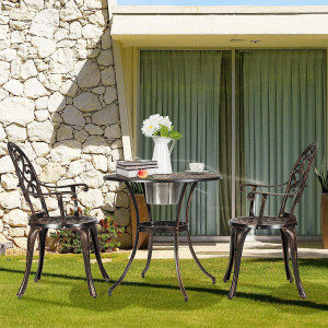 SEGM12 - Set Masa si 2 scaune cu manere pentru gradina, terasa, balcon - Bronz