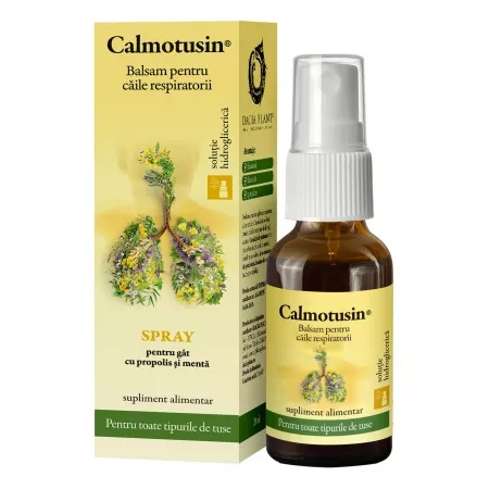 Calmotusin spray cu propolis si menta fara alcool, 20ml, Dacia Plant