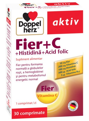 Doppelherz Aktiv Fier+Vit C+Histidina+Acid Folic Ctx30 Tbl
